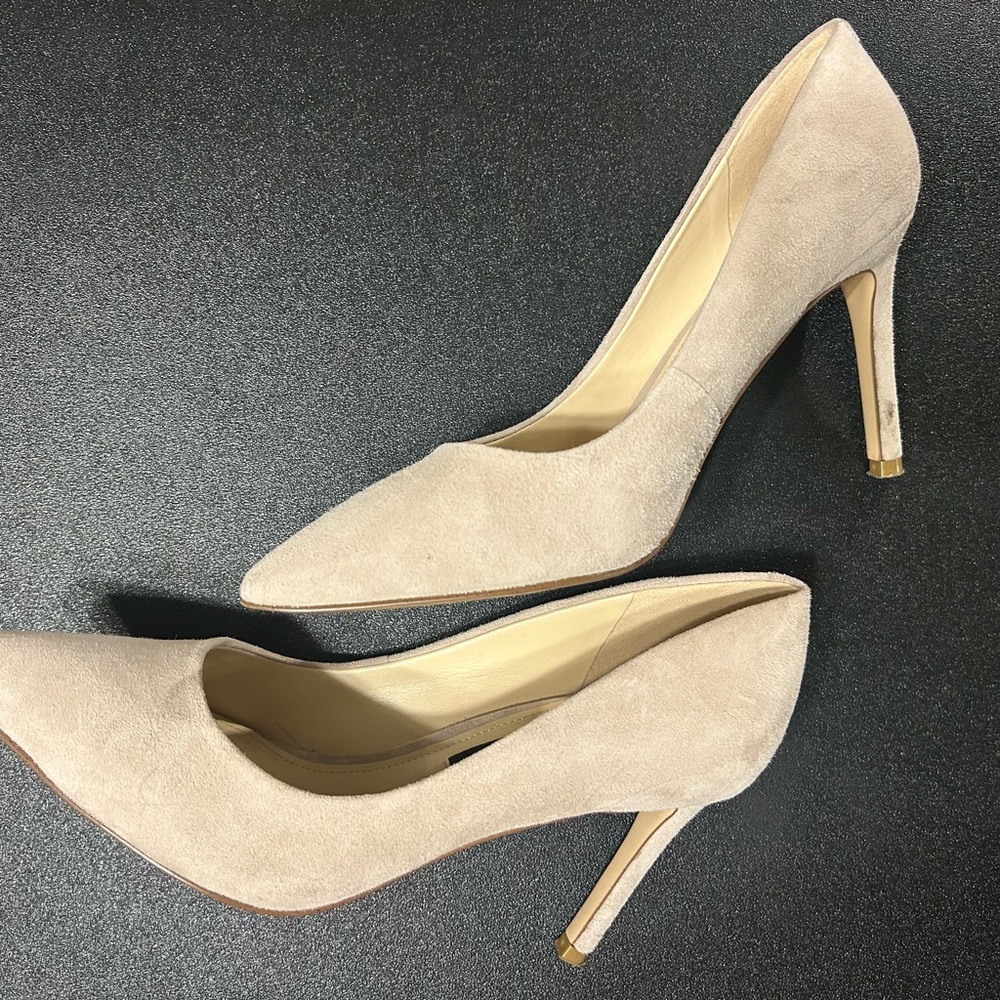 Light Natural Suede High Heels